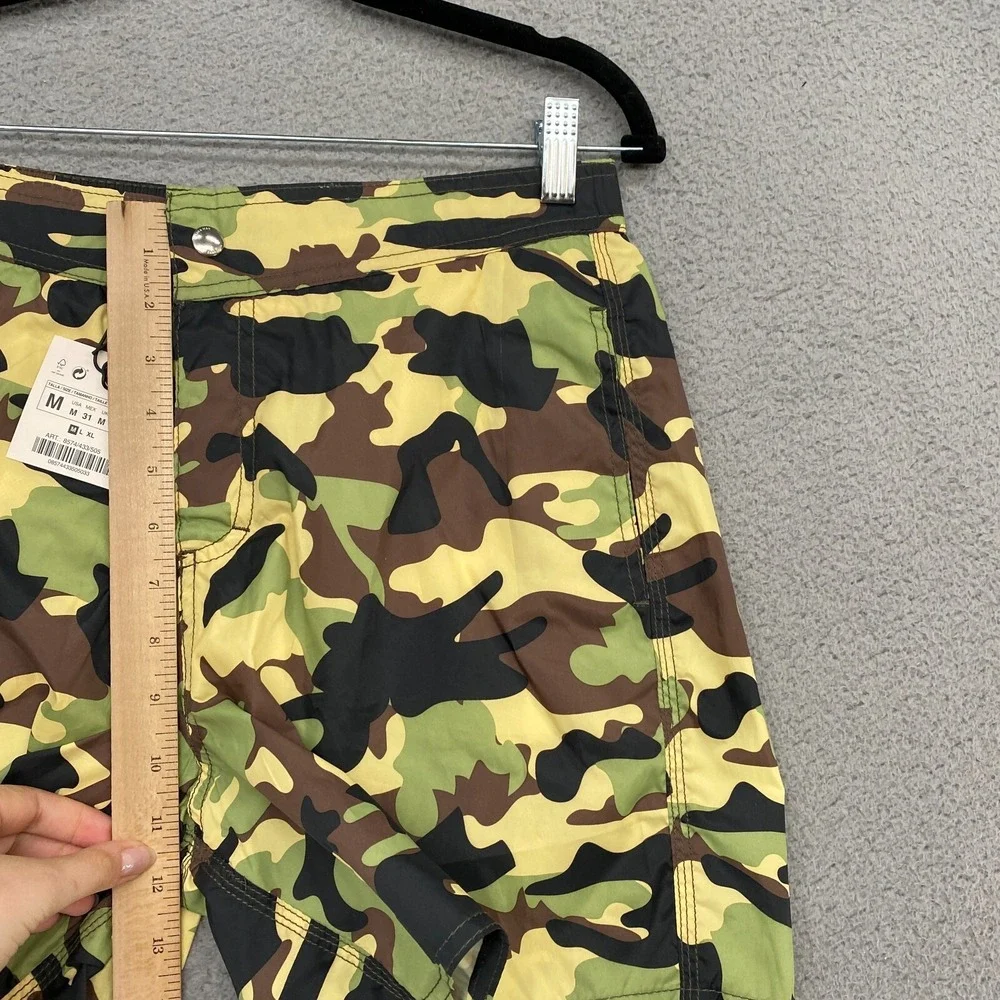 Zara Swim Trunks Mens Medium Camo Green Black Pockets‎ Swim Beach Lightweight